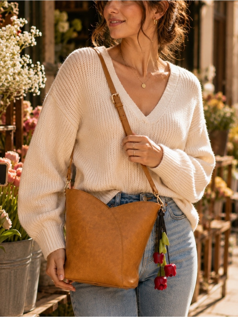 ESPE Viola Shoulder Bag With Flower Charm